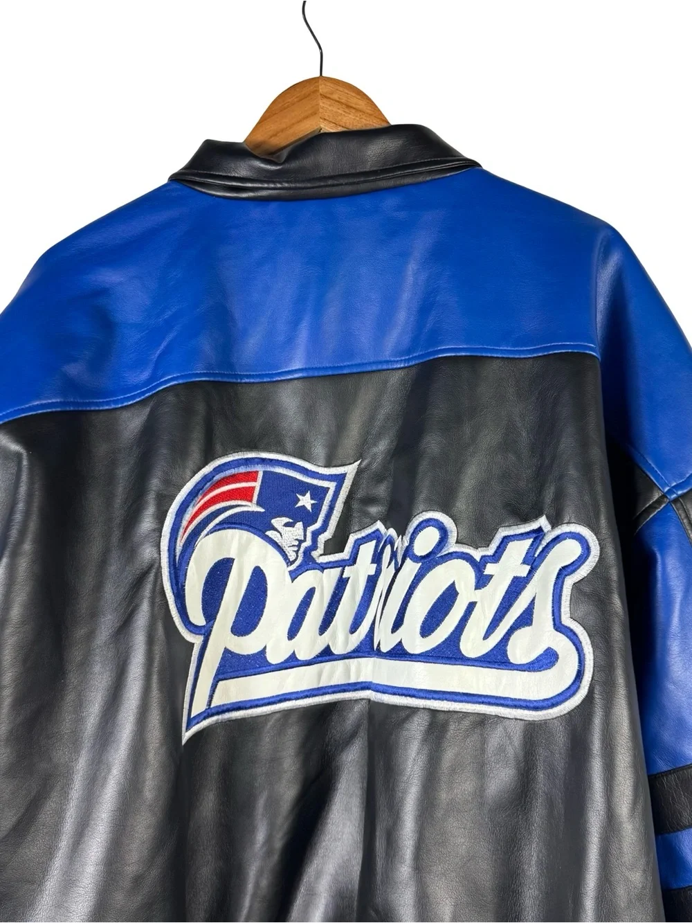 Vintage 90s NFL Game Day New England Patriots Leather Jacket Men's Size 2XL NWT